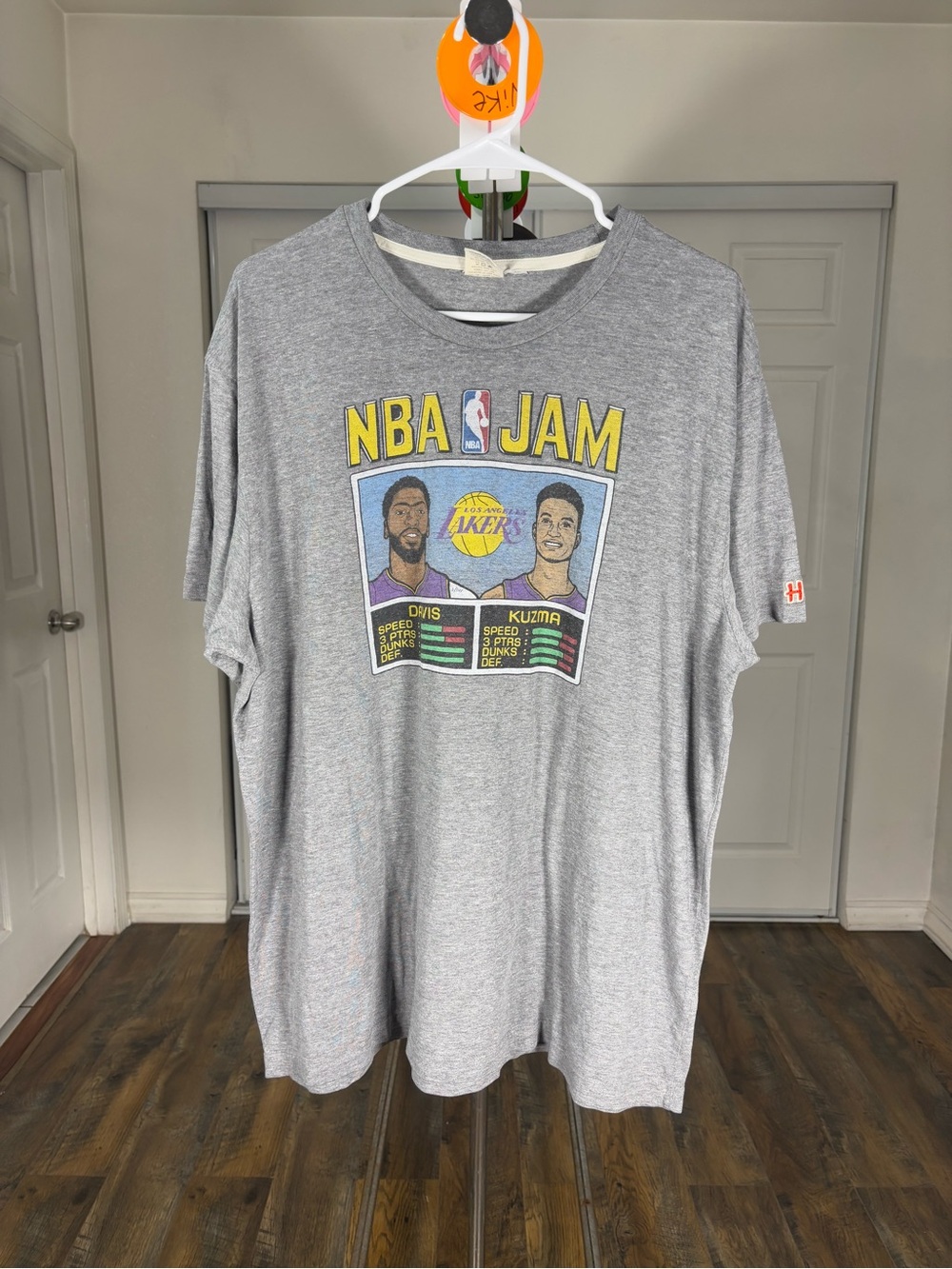 Vintage HOMAGE Gray NBA Jam Lakers Graphic Short Sleeve Tee